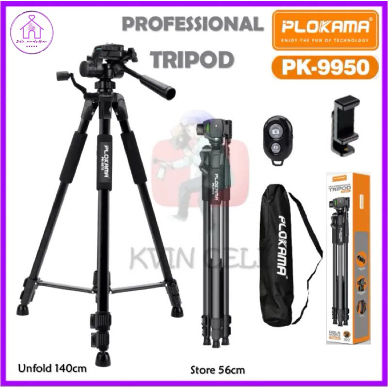 [PREMIUM] Tripod Premium High Quality Free Remot Bluethooth PLOKAMA 9950 180 CM PREMIUM Tripod + Blu