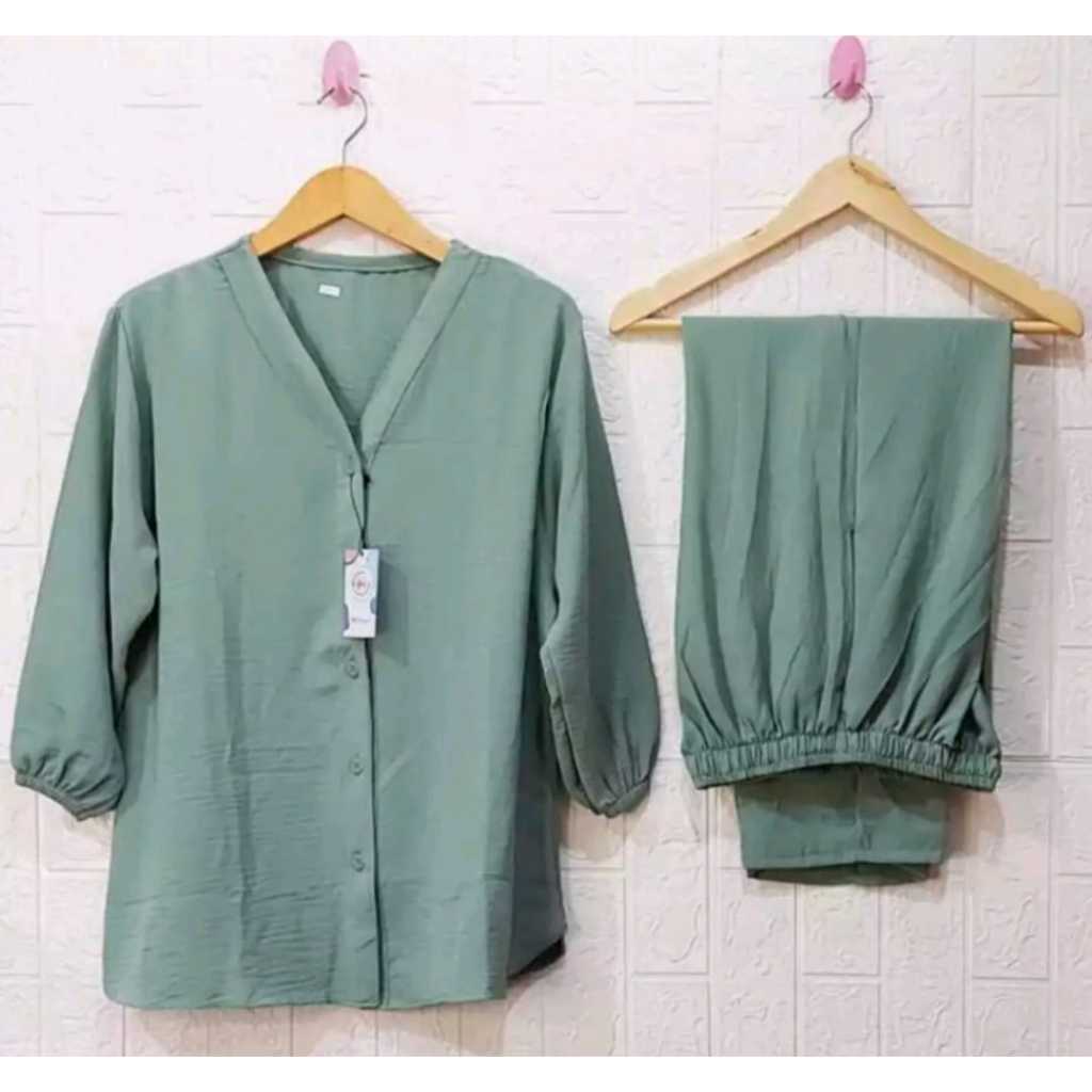 LD.110.120.130CM XL.XXL.XXXL//SET ANDIN KANCING JUMBO//SET CRINKLE AIRFLOW POLOS LENGAN PANJANGI//PA