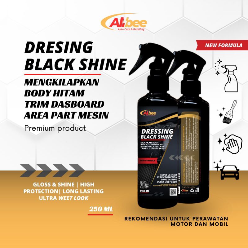 DRESSING BLACK SHINE Pengkilap Body Hitam/Trim dashboard untuk Motor dan Mobil Pengkilap interior da