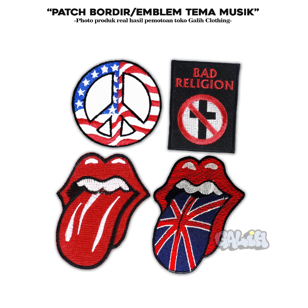 PATCH BORDIR ROLLING STONES EMBLEM BORDIR MUSIK TEMPELAN JAHIT