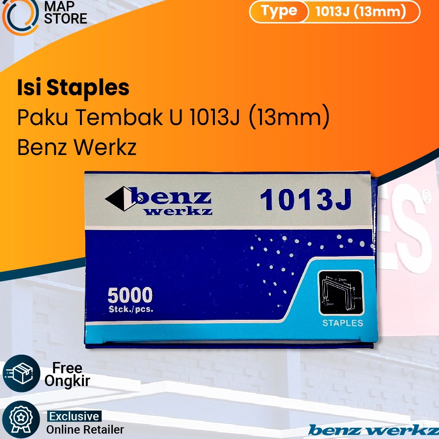 

Kejutan Untung BENZ 113J Isi Mesin Staples Paku Tembak U Mata Nailer Gun 113 J