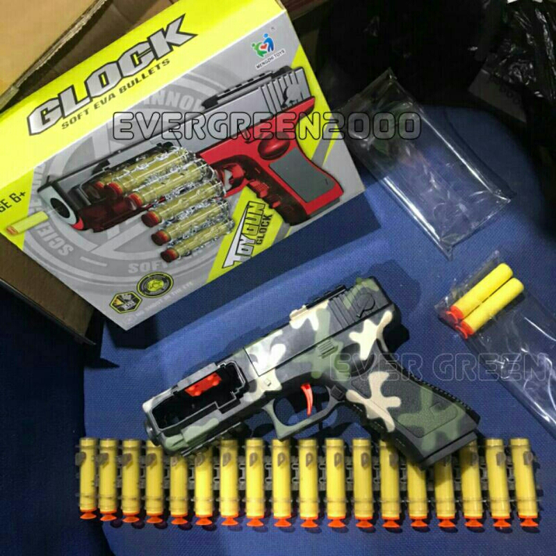 Mainan Sniper Tembak Tembakan NERF (20 pluru busa Eva Soft Bullet with 18 Cartridge Case) Kokang Sli
