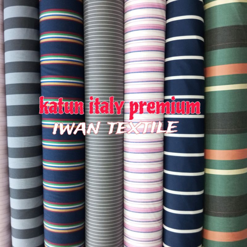 PROMO KAIN KATUN MOTIF GARIS GARIS KATUN ITALY STRIPE / SALUR SALUR BAHAN BAJU PRIA / WANITA PREMIUM