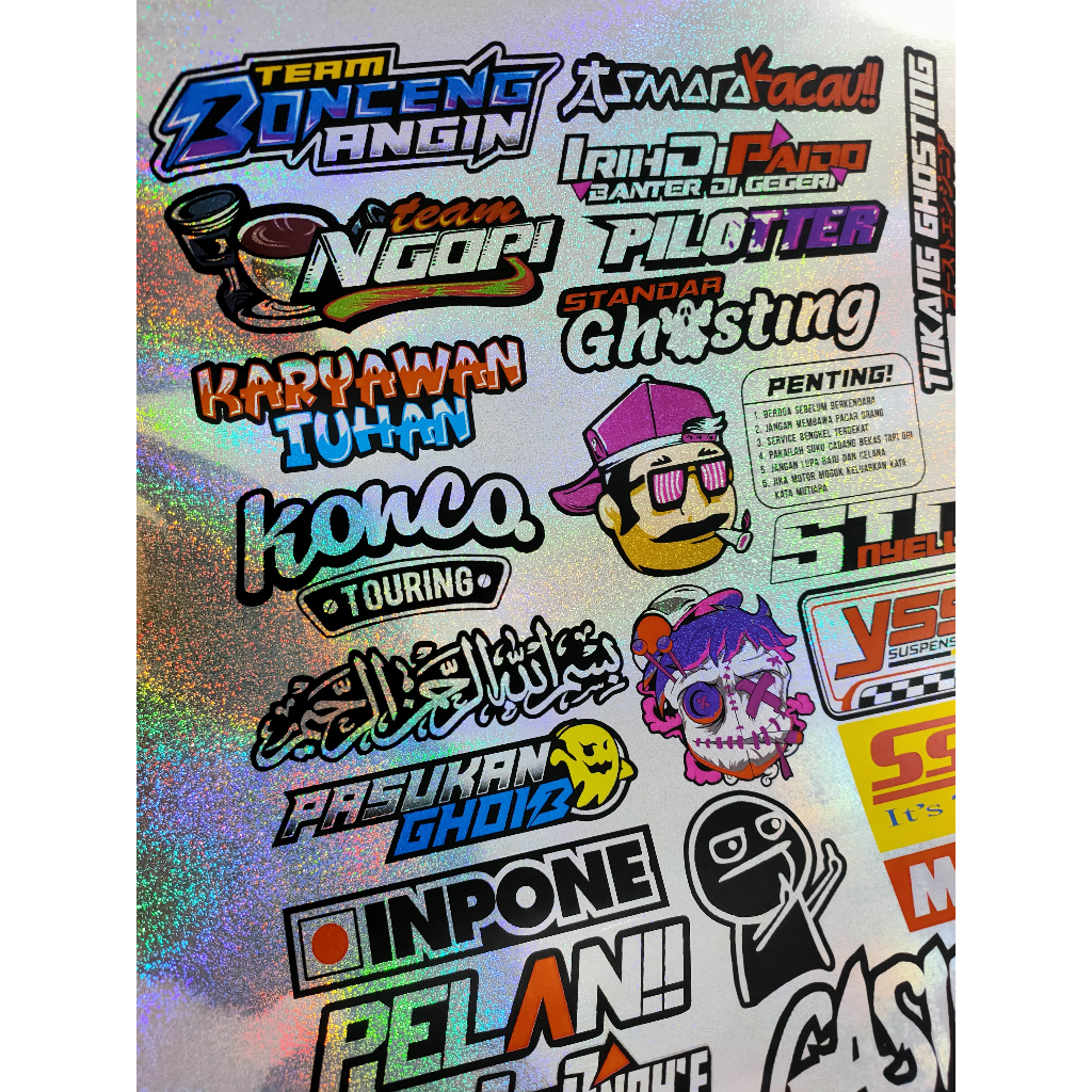 

Cetak Sticker Hologram Glitter A3+ (Die cut/potong satuan)