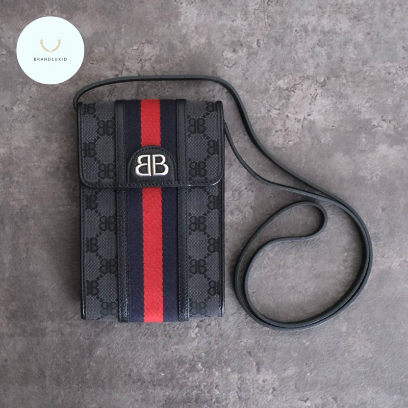 Gucci X Balenciaga Supreme Vertical Phone Bag Canvas in Black