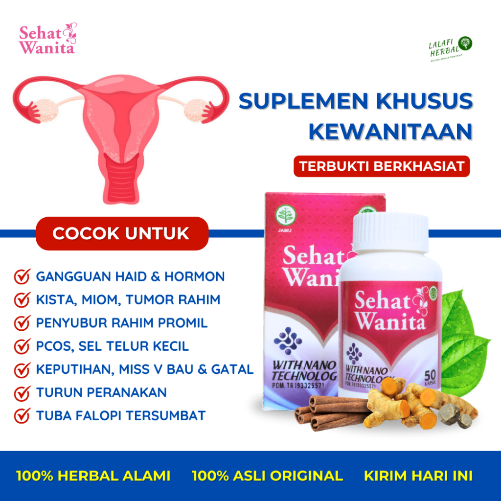 SEHAT WANITA Kapsul Herbal Melancarkan Siklus Haid Mengatasi Keputihan Becek Bau Miss V Berjamur Ser