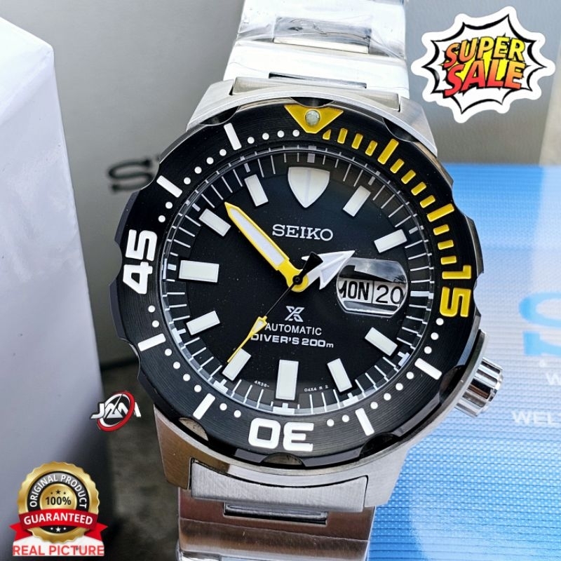 Seiko Prospex Monster Black Dial List Kuning Jam Tangan Pria Automatic Original