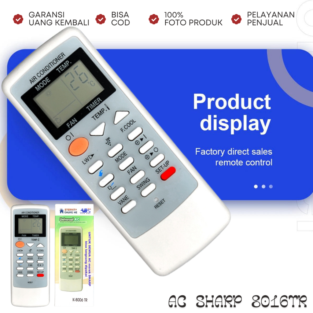 REMOTE AC SHARP NON DUS SPLIT INVERTER LOW WATT