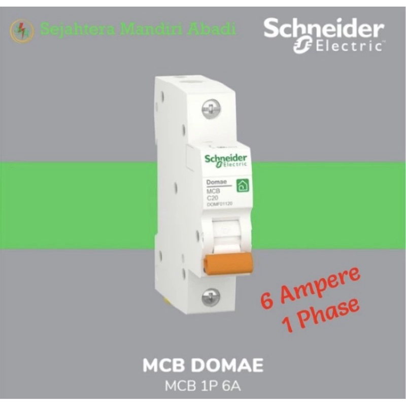 MCB 6 Ampere 1 Phase Domae 6kA Schneider Original Merlin Gerin