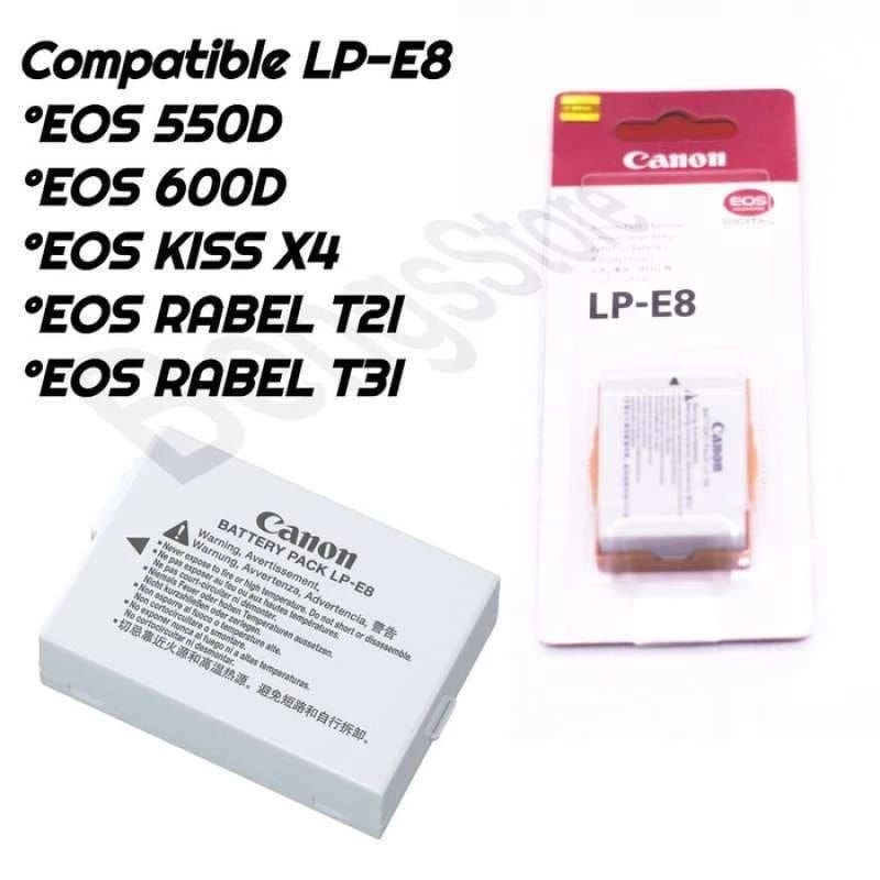 Baterai kamera Canon LP-E8 untuk EOS EOS 550D, EOS 600D, EOS 650D, EOS 700D, EOS Kiss x4, EOS Rebel 