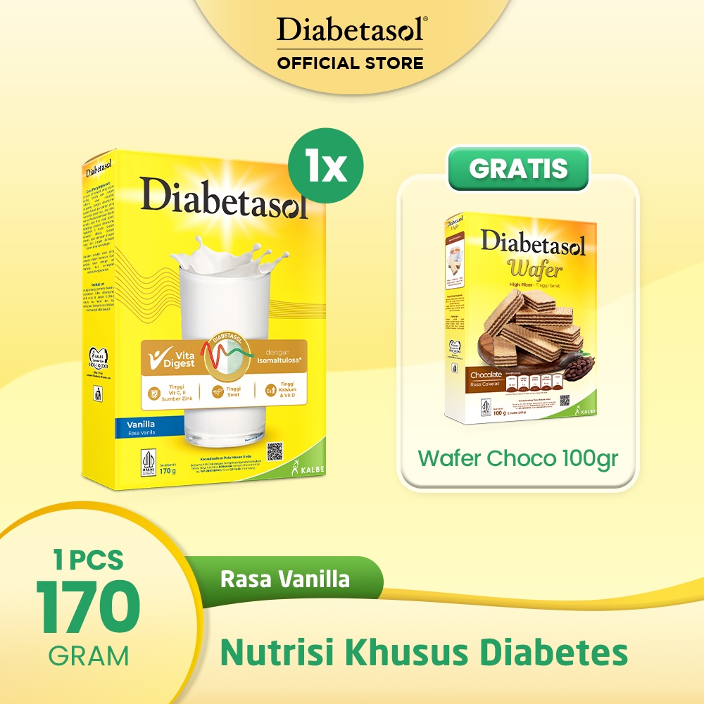 

BUY 1 Diabetasol Vanilla 170g free Diabetasol Wafer 2x50g