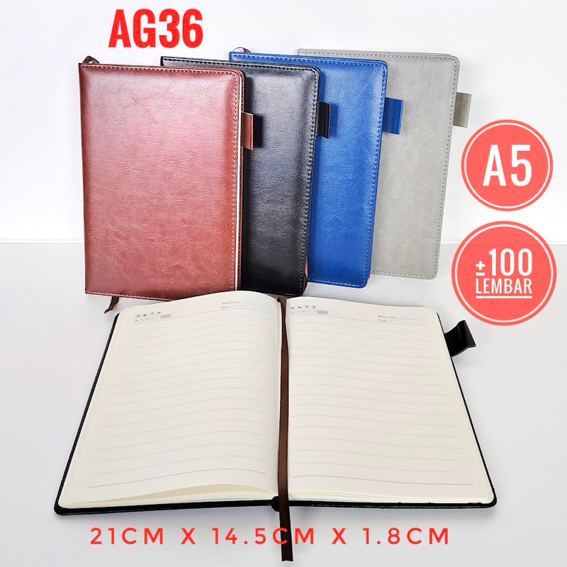 

AG 36 Buku Agenda Leather Cover Notebook / Buku Catatan Sampul Kulit A5 100 Lembar Desain Elegan/ notebook notesbook/ buku harian buku catatan/ Buku Agenda Polos Custom / buku souvenir promosi