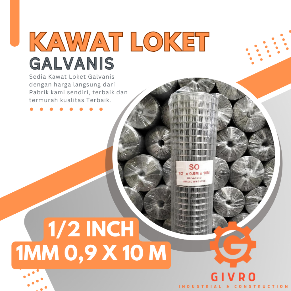 Kawat Loket Galvanis 1/2 Inch | Kawat Loket 1 MM 0,9 x 10 m | Kawat Loket Kandang
