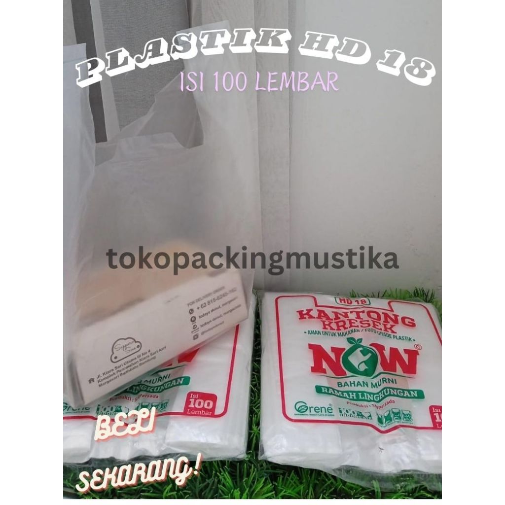 kantong plastik ramah lingkungan bening buram/kantong plastik HD NOW 18 isi 100 pcs ramah lingkungan