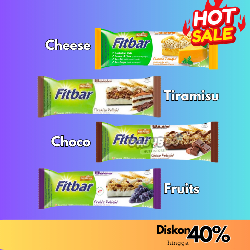 

Fitbar Multigrain Delight 1 Pcs // Kalbe Nutritionals Fit Bar Snack Rendah Kalori Energy Bar Snack Sehat rasa Cheese, Tiramisu, Choco, Fruit 20gr MURAH!