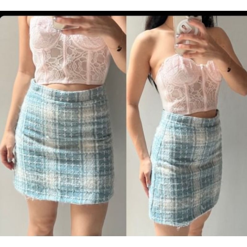 Blue Tweed Skirt