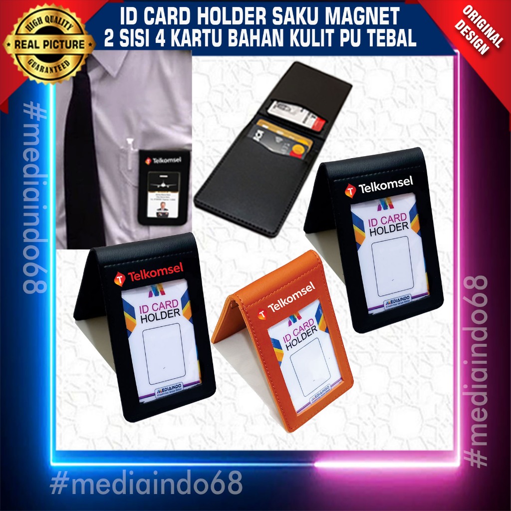 

Card Holder Saku Kulit PU 4 Kartu(Logo Telkomsel)