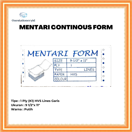 

Kertas Continuous / Continous Form 1 Ply, 1 Rangkap K1 Garis 9 1/2 x 11