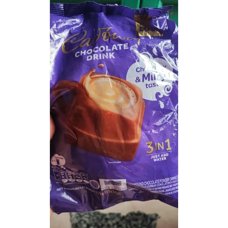 

cadbury chocolate drink 3in1 1pack 450gr(30gr x 15)