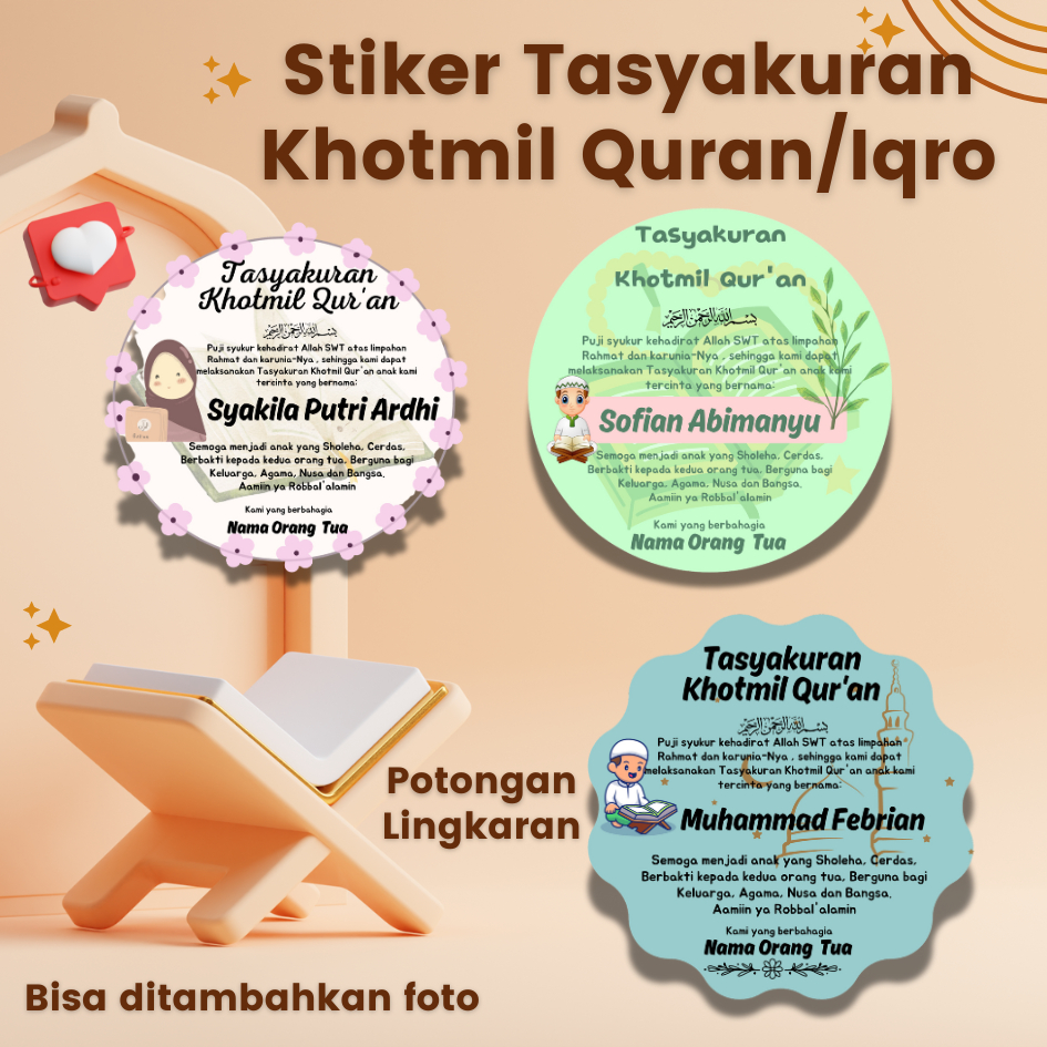 

Stiker Tasyakuran khotmil quran lingkaran/khatam iqro/khatam iqra/syukuran khatam
