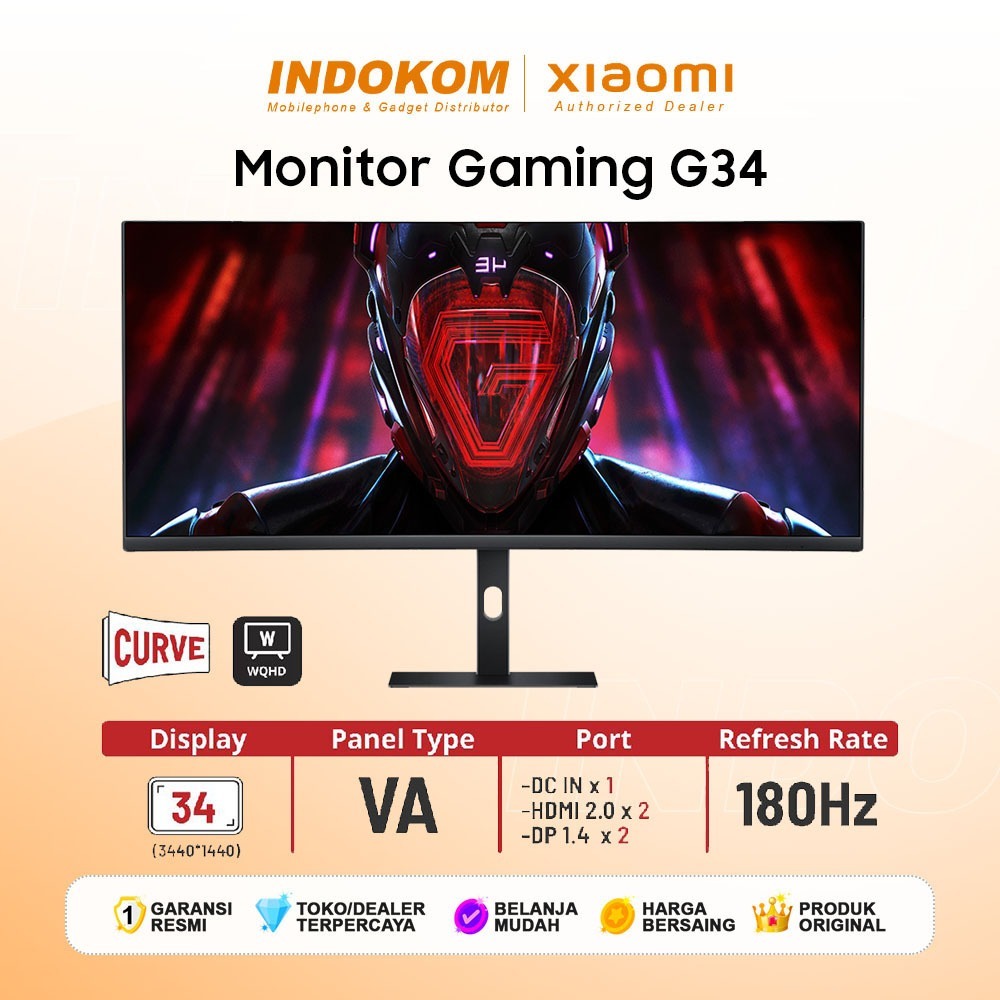Xiaomi Mi Monitor 34" G34WQi WQHD Ultrawide 180Hz Curved Gaming