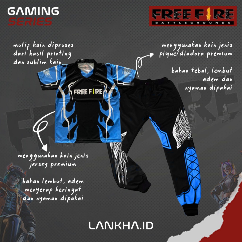 Celana gaming ff dan baju ff anak celana bnl angel ff