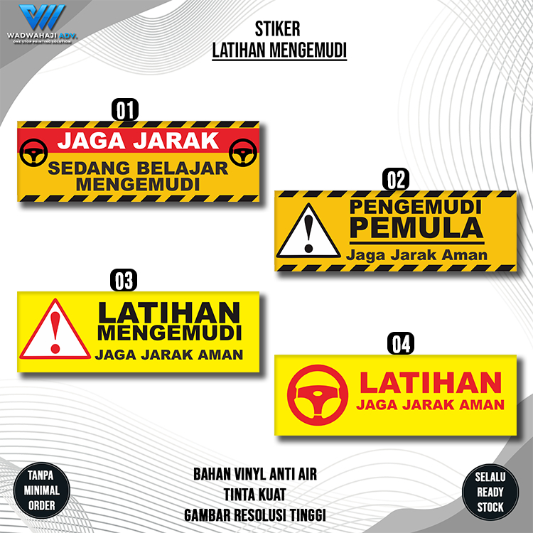 

Stiker Latihan mengemudi | Stiker hati-hati | Stiker Awas Rem mendadak | Bahan Vinyl Anti Air Wadwahaji