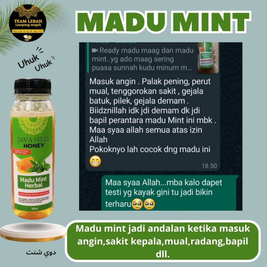

MADU MINT HERBAL BATUK PILEK BY JAVA HILLS HONEY MADU ASLI PREMIUM 330gr