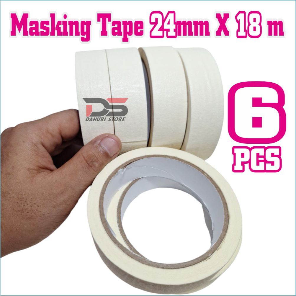 

Masking Tape / Lakban Kertas 24mm x 18meter Full Lakban Kertas Harga 6 pcs