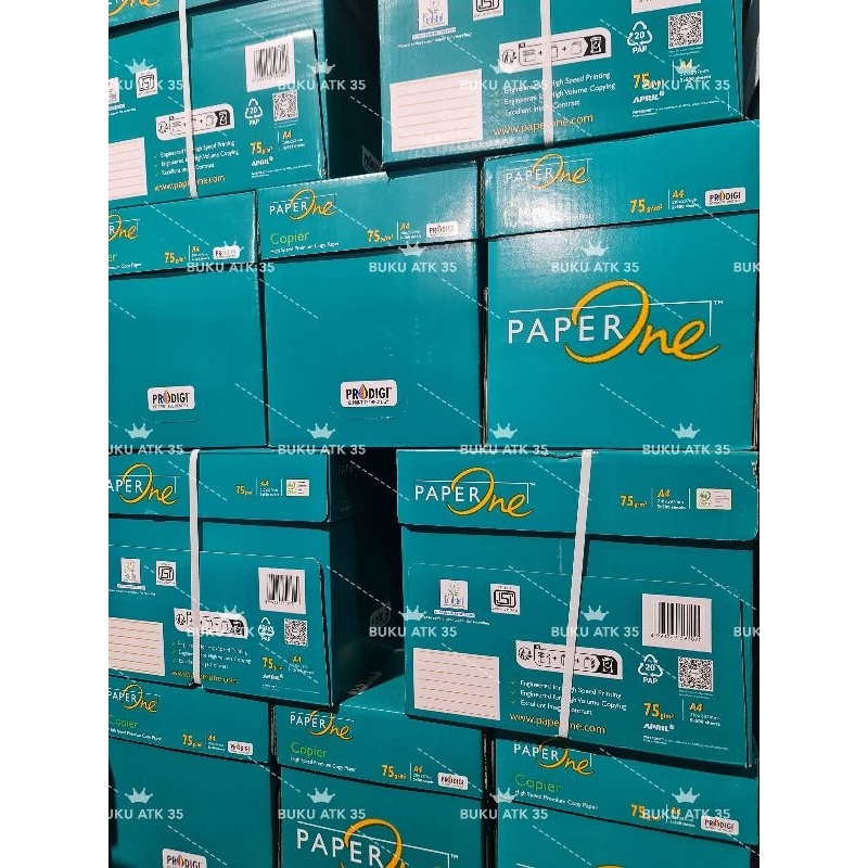 

Kertas HVS Foto Copy / Print TERMURAH A4 75 PAPER ONE 1 karton (2500 lembar)