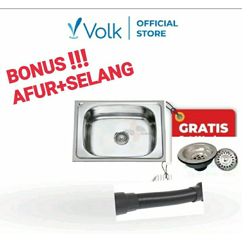 BCP BAK CUCI PIRING VOLK BONUS AFUR & SELANG biasa Warna colour satin tipe WS5040 BAK CUCI PIRING HA