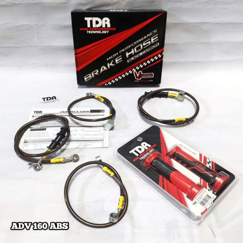 Selang Rem TDR Racing ADV 160 CBS ABS Carbon Black - BONUS GRIP TDR