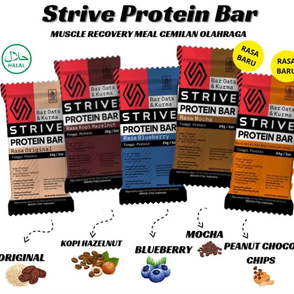 

Dikirim secepatnya STRIVE Protein Bar Muscle Recovery otot pemulihan Meal Cemilan Olahraga Sehat