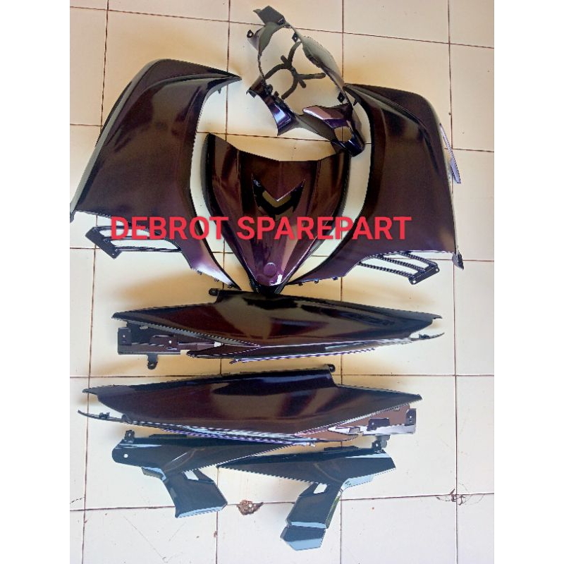 Cover body full body halus Yamaha Jupiter MX new 135 custem warna ungu efek hitam
