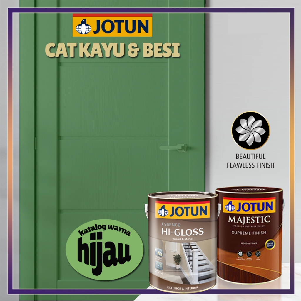 CAT KAYU BESI JOTUN HI-GLOSS & JOTUN MAJESTIC SUPREME WARNA HIJAU 1KG