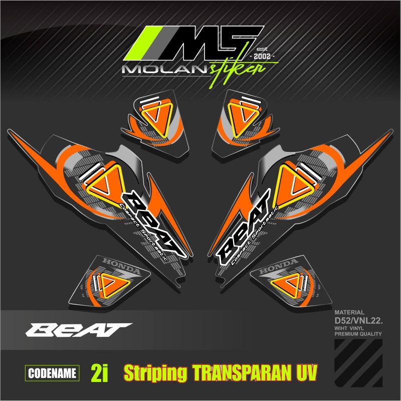 Decal Sticker Striping Variasi Transparan Uv Beat Karbu Motif Ori 2009/2010 Beat Carburator Transpar