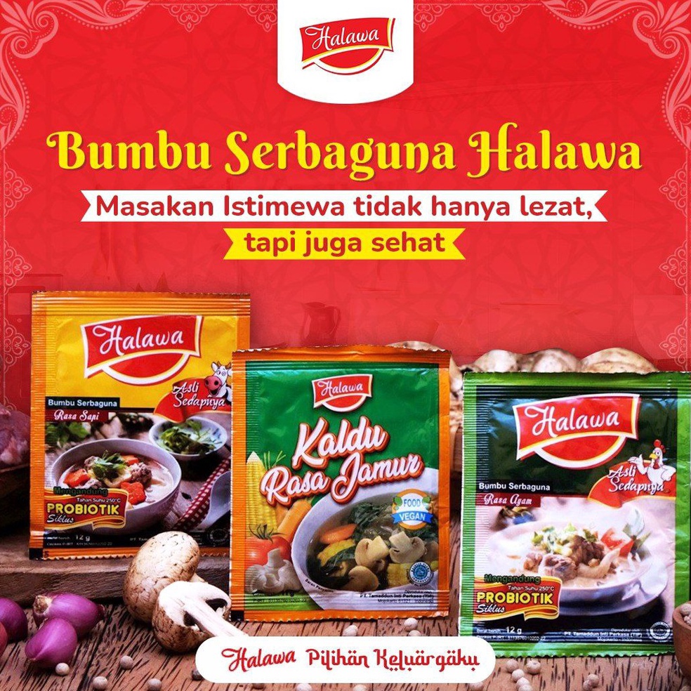 

Hot Sale Halawa Pack 24 sachet Kaldu Penyedap Alami non msg sintetis Kaldu Penyedap plus Probiotik