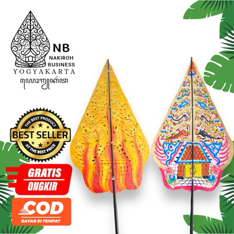 NAKIROHBUSINESS Miniatur Wayang Kulit Asli -+45cm Gunungan Wayang Bahan Kulit Sapi Ukuran Mini