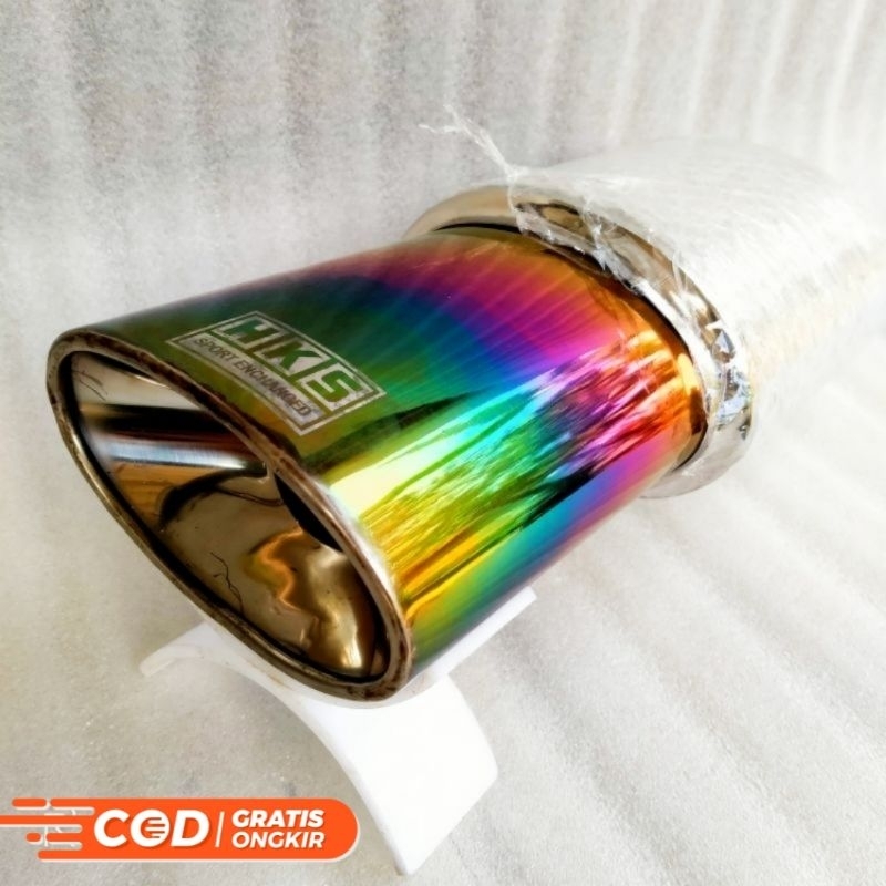 KNALPOT RACING MOBIL HKS OVAL KNALPOT RACING SUARA BASS KNALPOT HKS RACING UNIVERSAL WARNA PELANGI /
