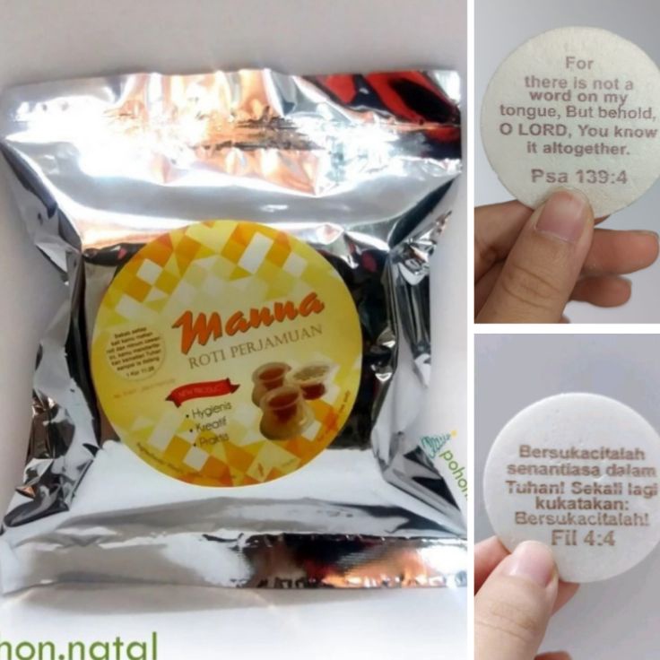 

Yuk di order Hosti Ayat Manna Roti Perjamuan 1pcs