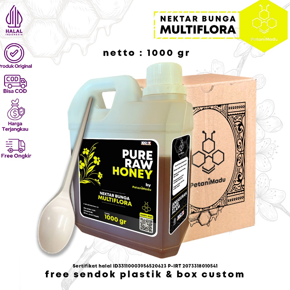 

Super deal Madu Asli 1 Madu Murni Nektar Multiflora 1 Kg Pure Natural Raw Honey