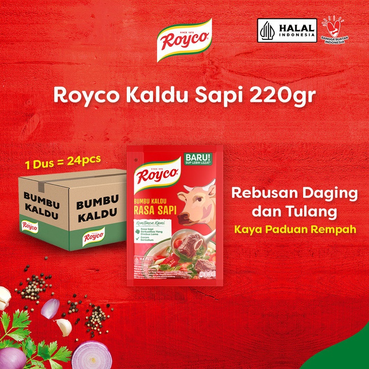 

Belanja hemat Royco Bumbu Kaldu Penyedap Rasa Sapi Beryodium 22g Isi 24