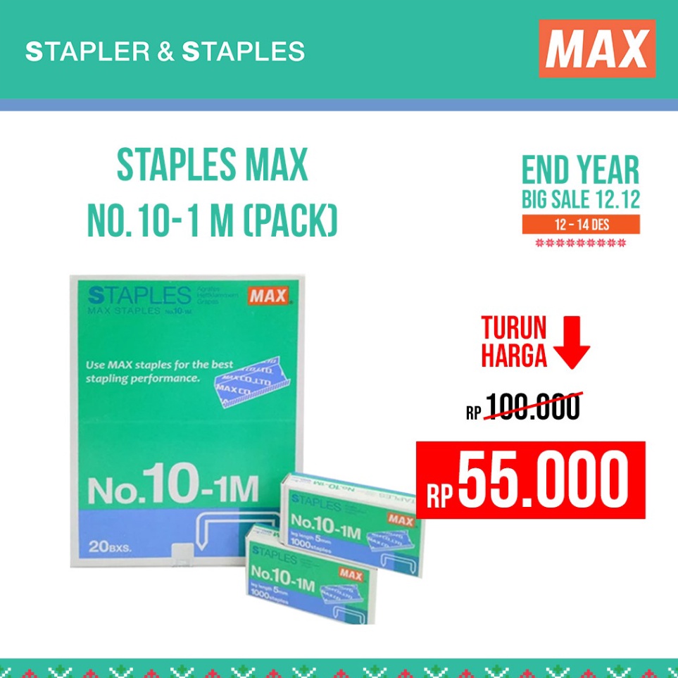 

Update Khusus MAX STAPLES ISI STAPLES ukuran 11M PACK