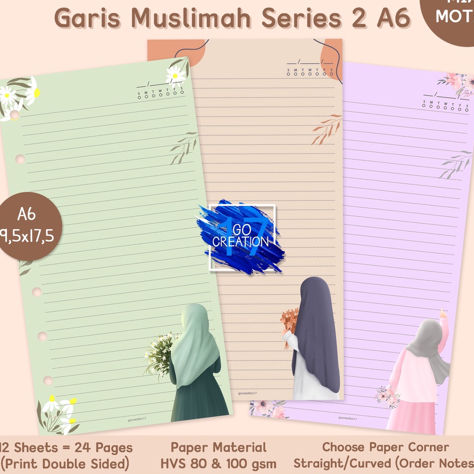 

Garansi Aman Buku Planner Refill Kertas Binder Note Garis Muslimah Series 2Motif Premium 6 ring a6