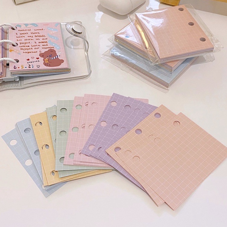 

Super Ekonomis Mini Loose Leaf 3 Rings Grid Blank Dot Line Pastel Color