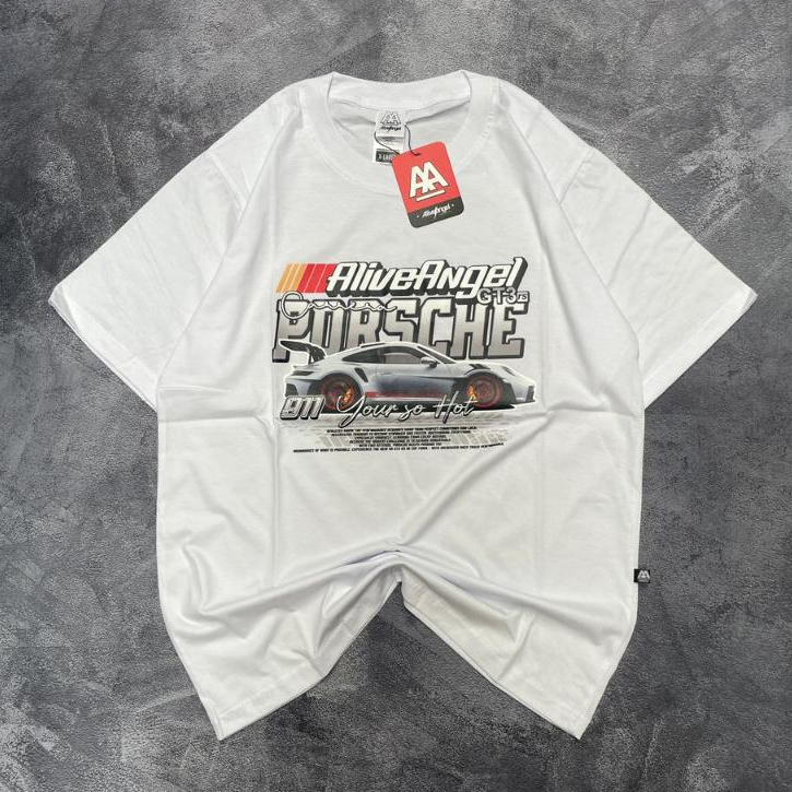 Baju Kaos Putih Pria Vintage Mobil Porsche / T shirt Pria Putih / Kaos Putih Distro / Retro / Kaos V