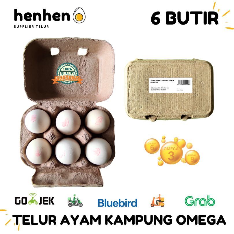 

TELUR AYAM KAMPUNG OMEGA 1 BOX = 6 BUTIR HENMART