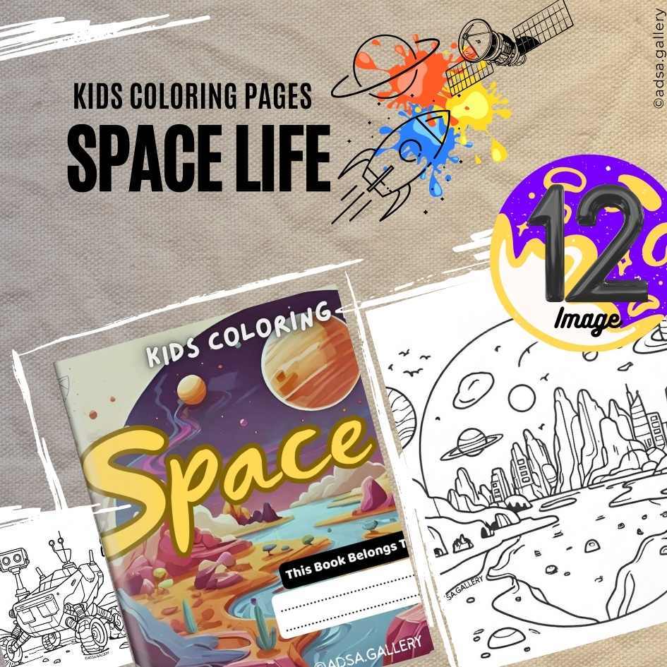 

Seri Luar Angkasa, Buku Gambar eksklusif tinggal print, terdiri dari 12 gambar Luar Angkasa Mewarnai Anak yang Dapat Dicetak, Unduhan Digital