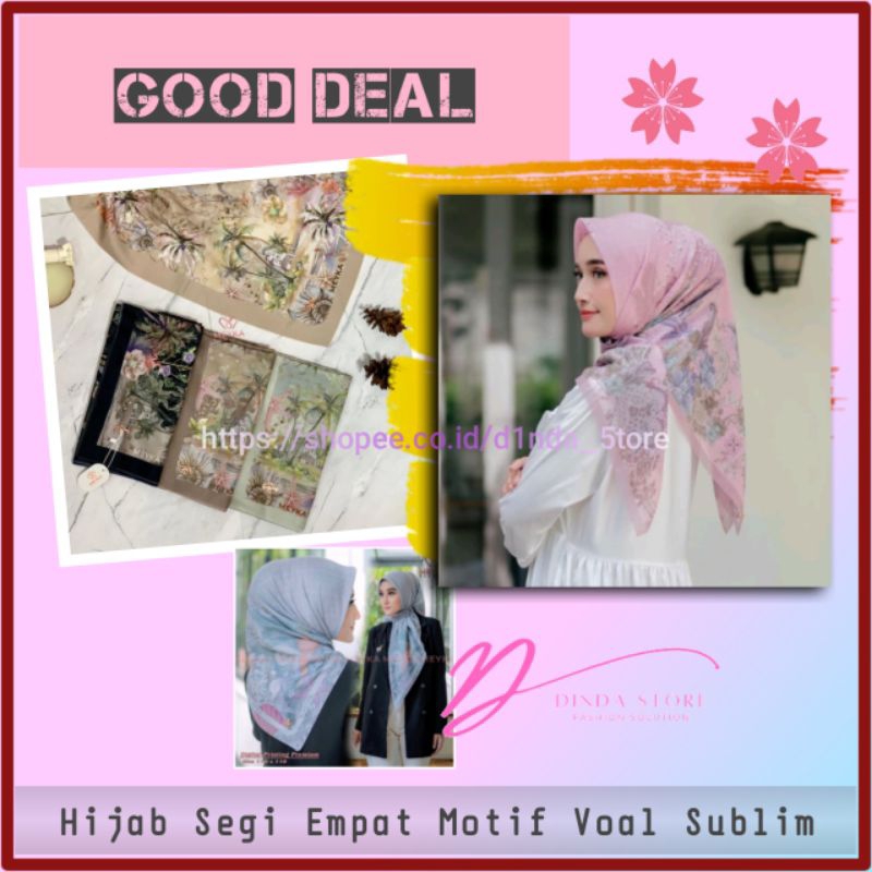Hijab Segi Empat Meyka Kerudung Motif Sublim Jilbab Voal Lasercut Fashion Muslim Wanita Banjarmasin 