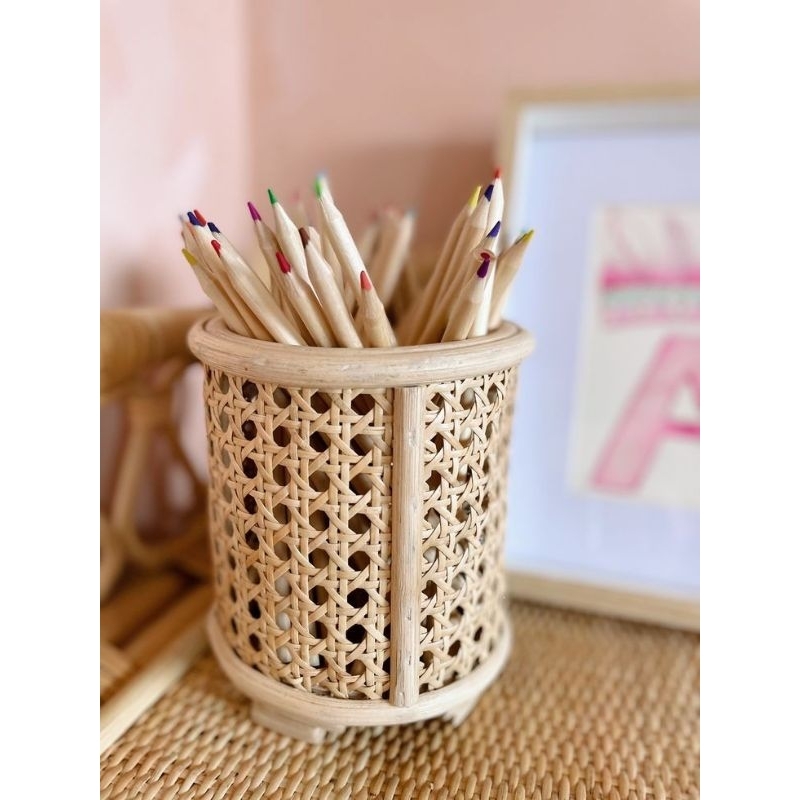 

mini pot rotan tempat pensil